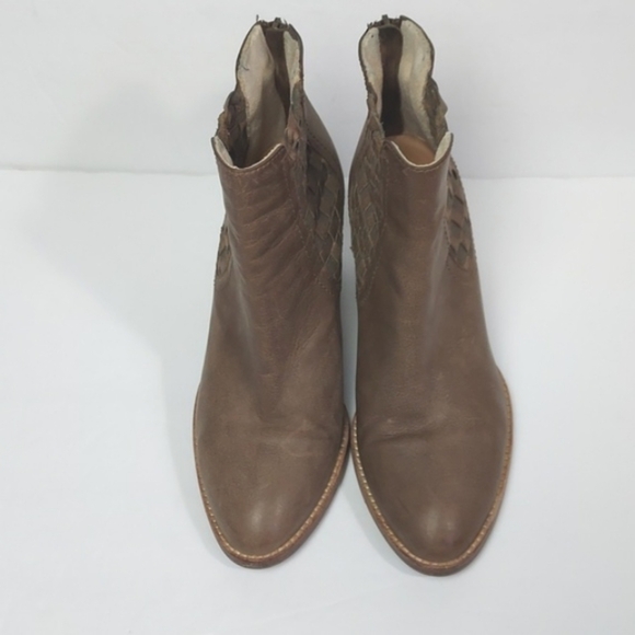 Aquatalia Women Frannie Basket Weave Leather Ankle Booties Brown Tan Size 8 - Picture 6 of 16